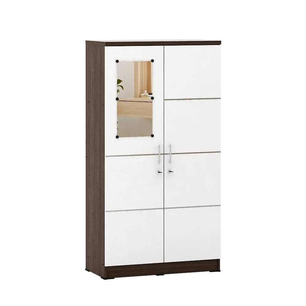 PIRA METROPOLIS - ALBA 2PM LT LEMARI PAKAIAN MEDIUM 2 PINTU warna AMERICAN WALNUT - WHITE - WHITE - METROPOLIS - foto 4