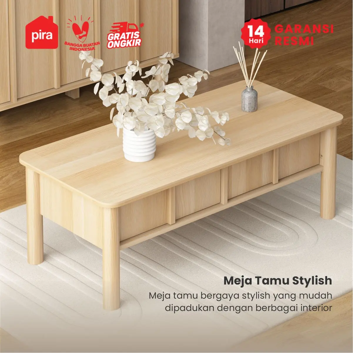 PIRA - SHIBUI CT100 MEJA TAMU / MEJA RUANG TAMU warna PRO OAK - PIRA - foto 3