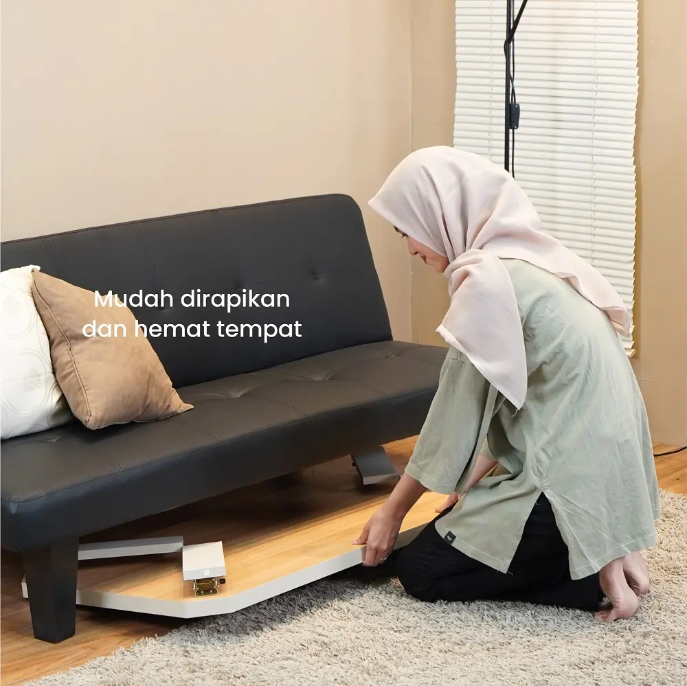 PIRA - TABE CT120 MEJA TAMU MEJA MAKAN LIPAT LESEHAN MEJA BELAJAR LIPAT LESEHAN warna LIGHT TAUPE - EURO OAK - PIRA - foto 9