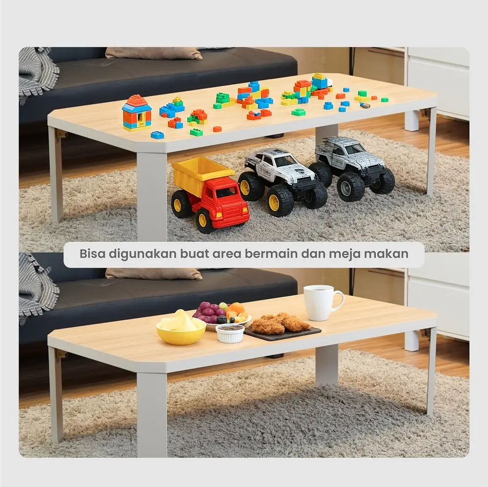 PIRA - TABE CT120 MEJA TAMU MEJA MAKAN LIPAT LESEHAN MEJA BELAJAR LIPAT LESEHAN warna LIGHT TAUPE - EURO OAK - PIRA - foto 11