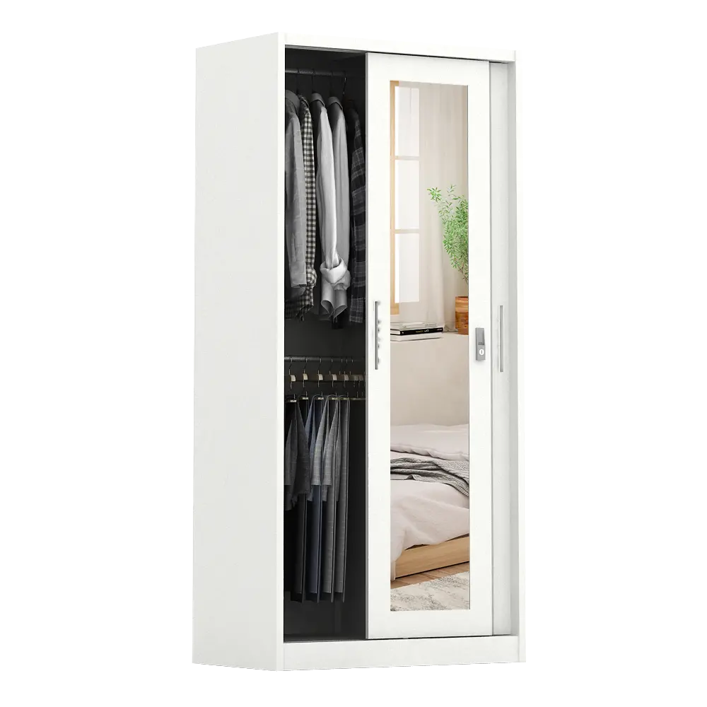 PIRA - SAXON 90 A MWDSL LEMARI PAKAIAN BESI SLIDING / PINTU GESER warna LIGHT MARBLE - WHITE - PIRA - foto 6