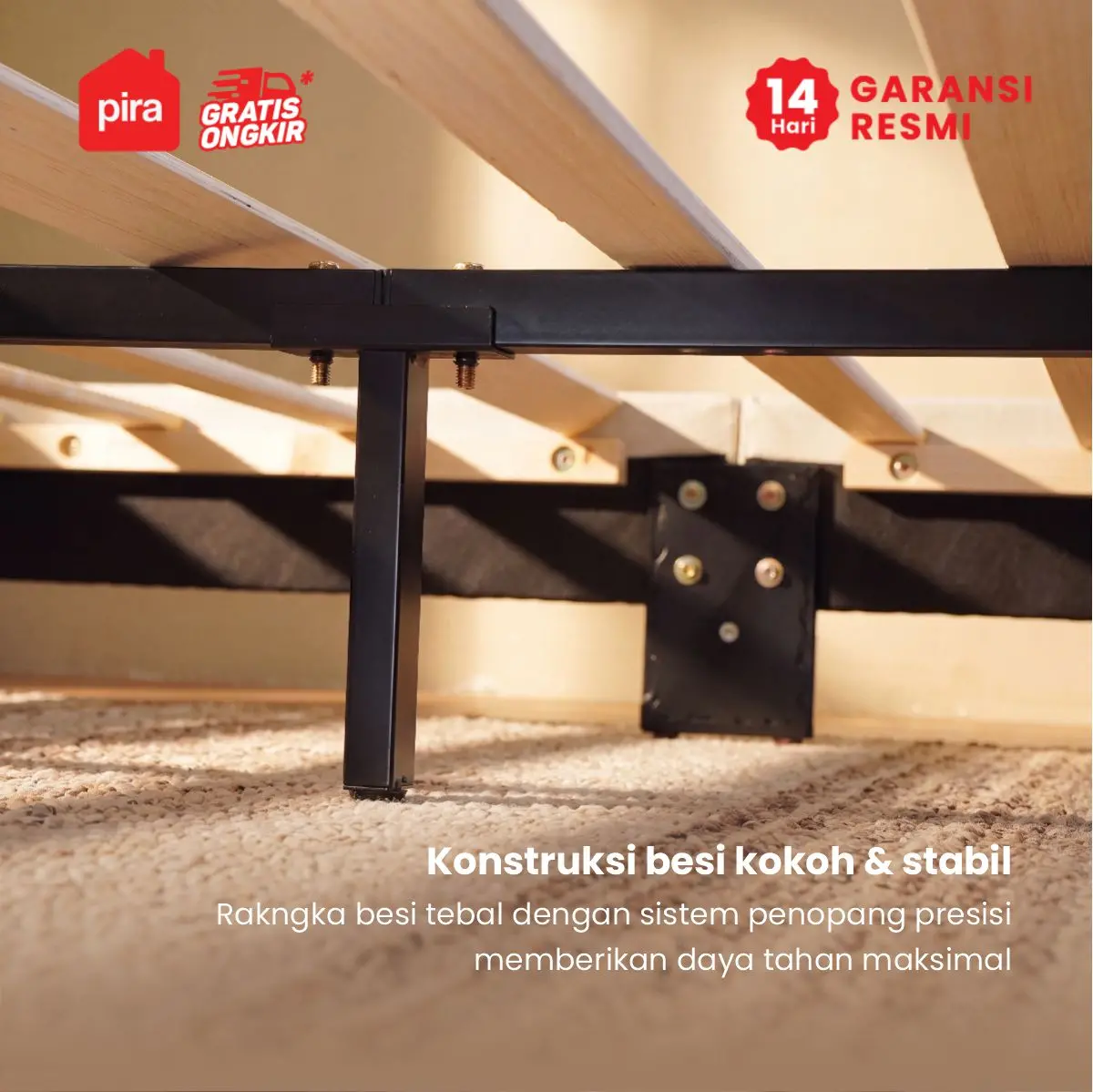 PIRA - PALMA BD180 PLATFORM BED / DIPAN / DIPAN TEMPAT TIDUR / RANJANG KASUR / DIPAN DENGAN LACI PENYIMPANAN warna GREY - PIRA - foto 9