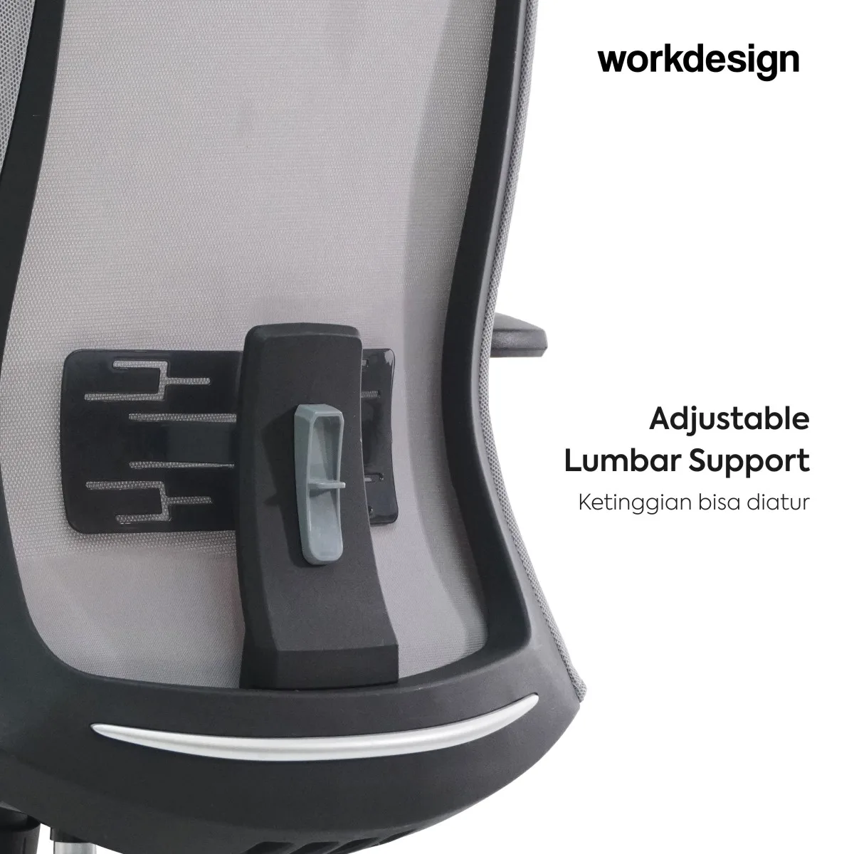 WORKDESIGN QUIGON PC KURSI KANTOR / KURSI KERJA ERGONOMIS DENGAN LUMBAR SUPPORT warna BLACK - WORKDESIGN - foto 5