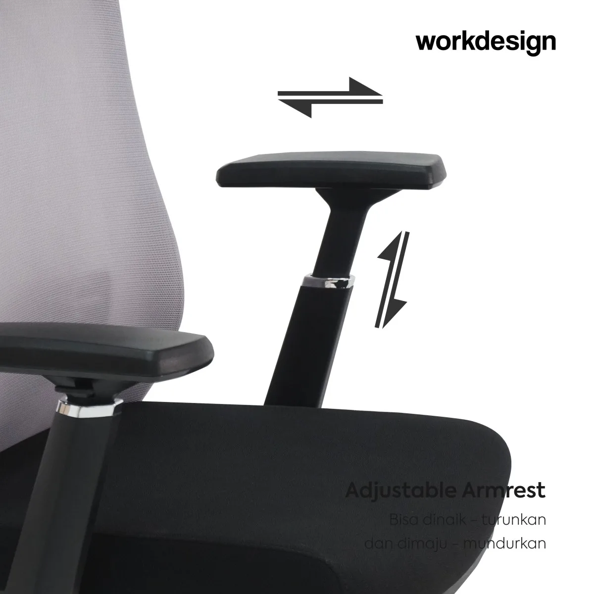 WORKDESIGN QUIGON PC KURSI KANTOR / KURSI KERJA ERGONOMIS DENGAN LUMBAR SUPPORT warna BLACK - WORKDESIGN - foto 7