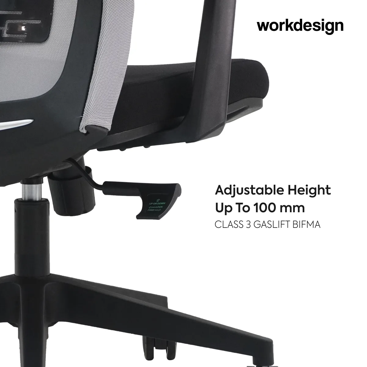 WORKDESIGN QUIGON PC KURSI KANTOR / KURSI KERJA ERGONOMIS DENGAN LUMBAR SUPPORT warna BLACK - WORKDESIGN - foto 8