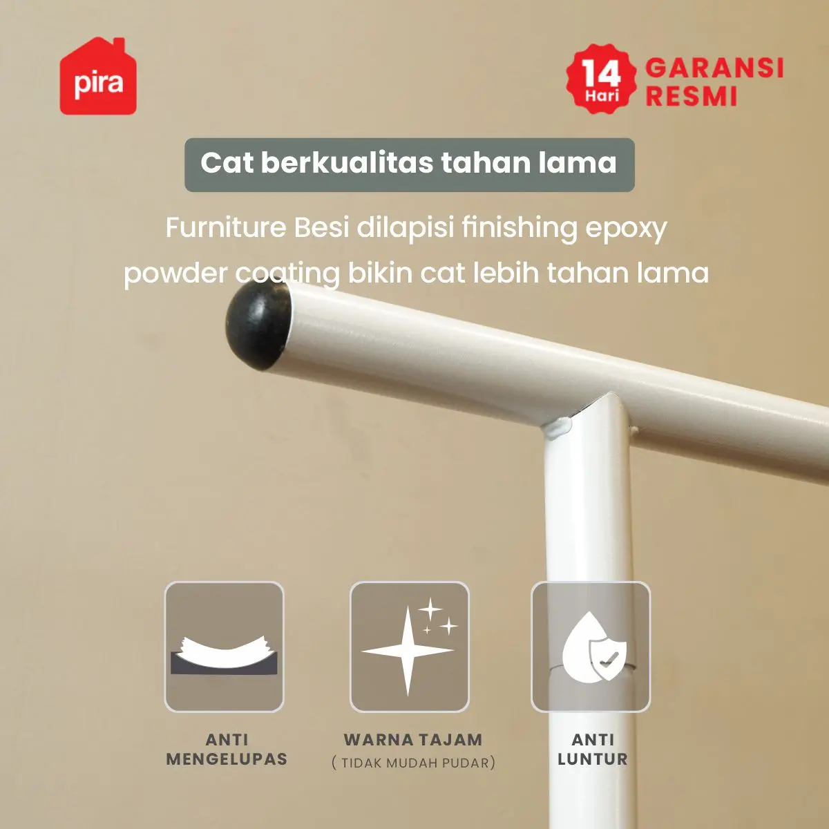 PIRA - ATLA CR 100 RAK GANTUNG BAJU / STAND GANTUNGAN / STAND HANGER / RAK BESI warna WHITE - PIRA - foto 4