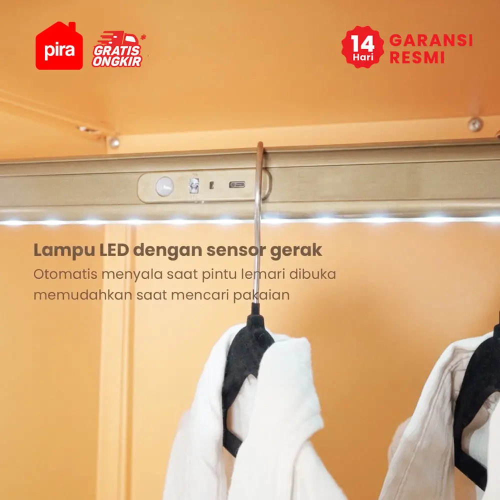 PIRA -  ASHTON 5P FGD MWD LEMARI PAKAIAN BESI 5 PINTU DENGAN LACI DAN LED warna LIGHT ASH - WHITE - PIRA - foto 4