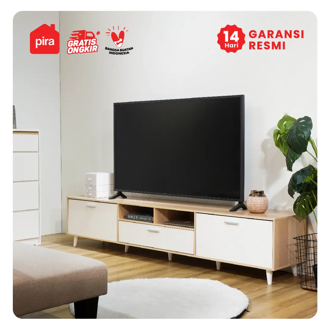 PIRA METROPOLIS -  BELATRIX TV200 MEJA TV / RAK TV warna PRO OAK - WHITE - PIRA METROPOLIS OX - foto 2