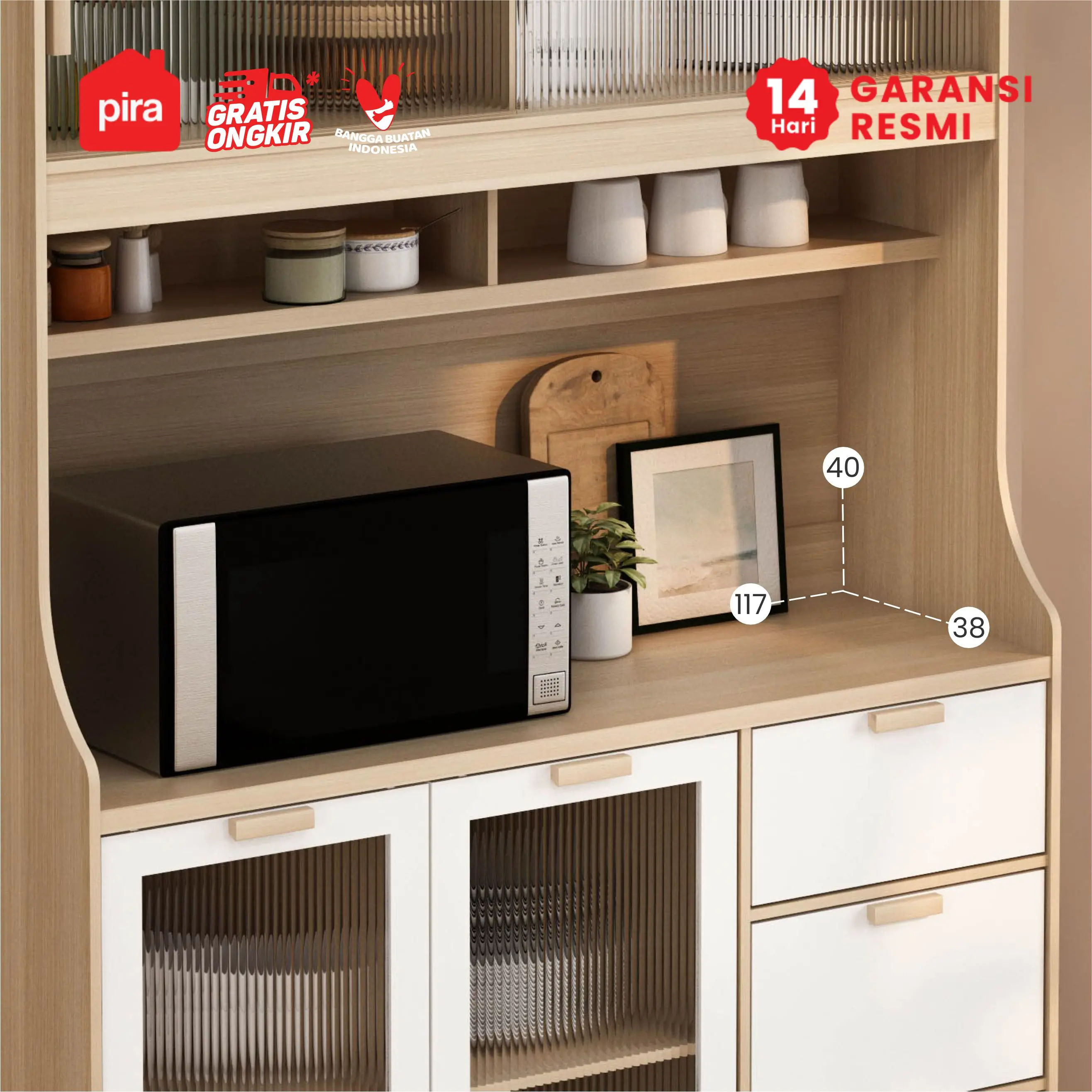 PIRA METROPOLIS - INDY KC120 LEMARI DAPUR / RAK DAPUR / KABINET DAPUR warna PRO OAK - WHITE - PIRA METROPOLIS - foto 4