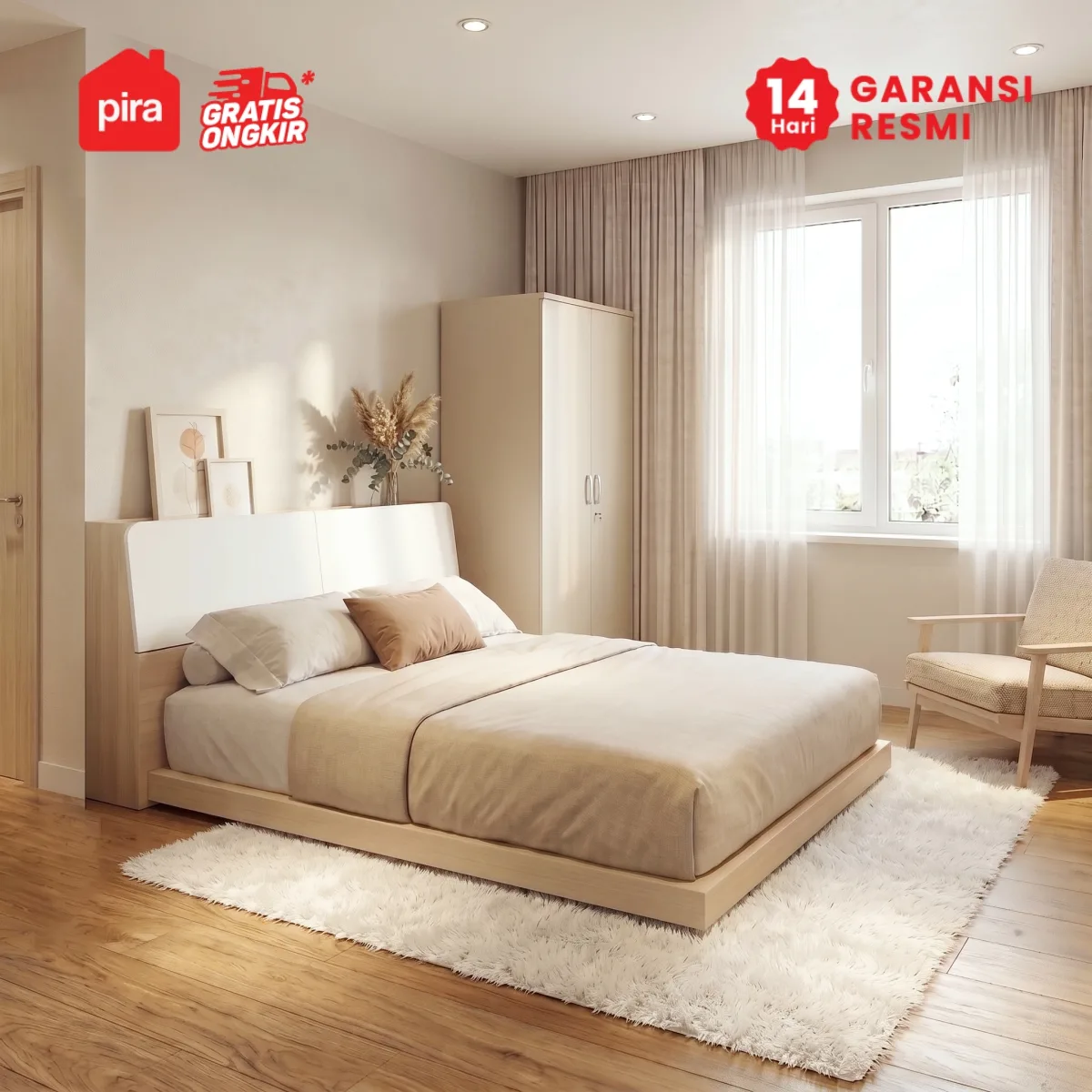 PIRA - NEST BD160 DIPAN LESEHAN / ALAS TEMPAT TIDUR / TATAKAN DIPAN / RANJANG warna PRO OAK - PIRA - foto 3