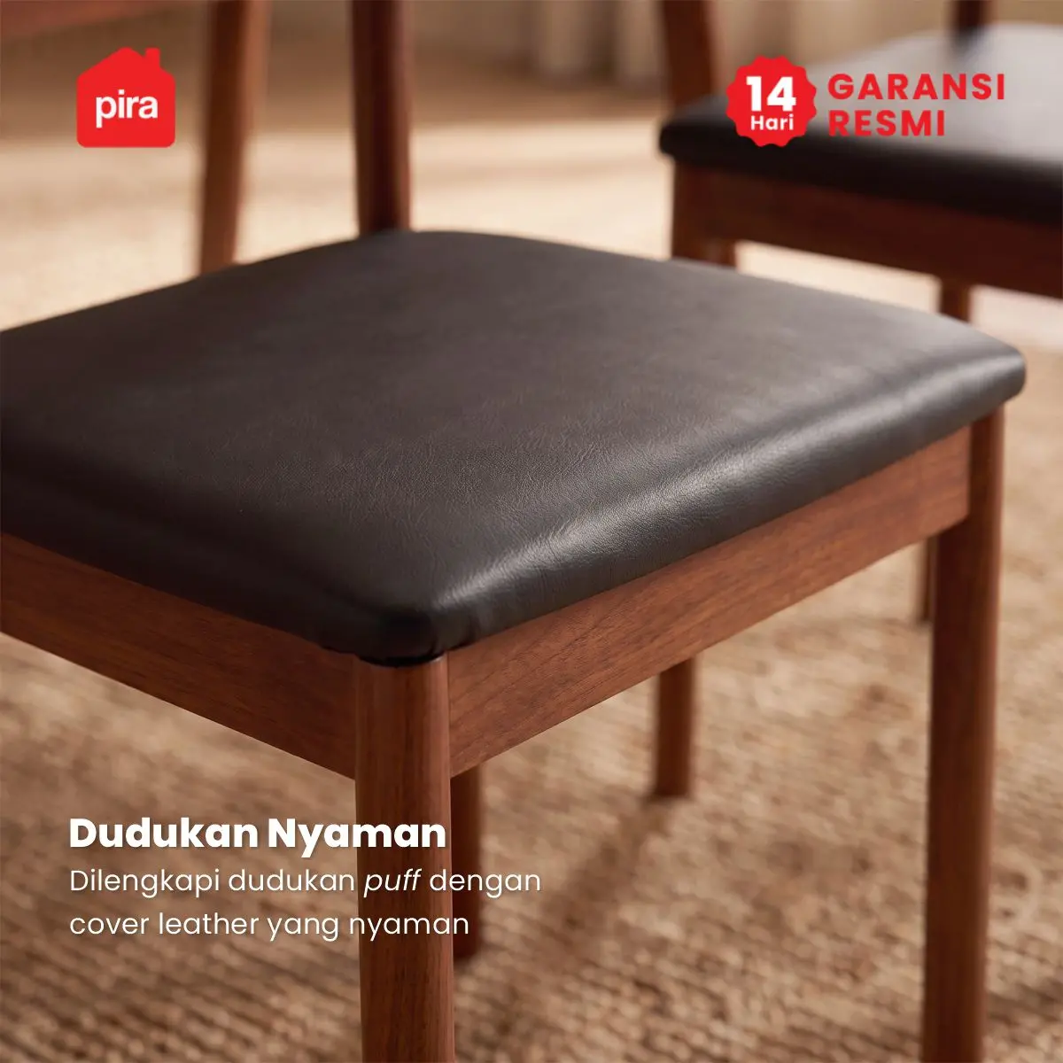 PIRA BAVARIAN - SIV DTS MEJA MAKAN SET DENGAN 4 KURSI warna DARK BROWN - BLACK - PIRA - foto 8