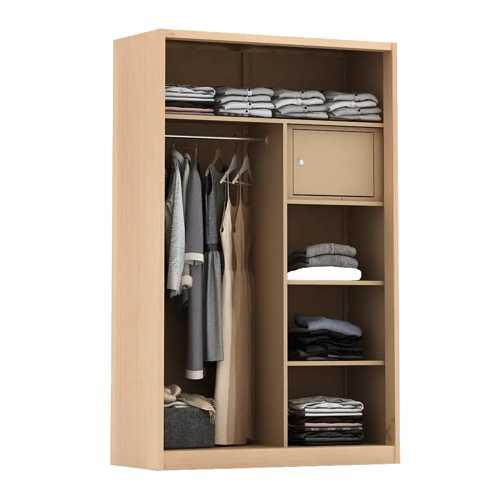 PIRA - ASHTON 120N MWDSL LEMARI PAKAIAN BESI SLIDING / GESER MOTIF KAYU warna LIGHT ASH - WHITE - PIRA - foto 7