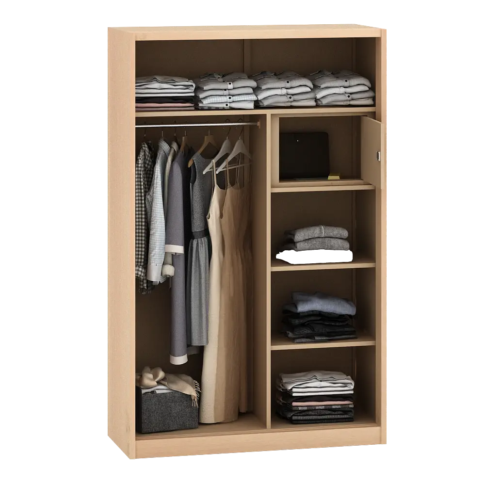 PIRA - ASHTON 120N MWDSL LEMARI PAKAIAN BESI SLIDING / GESER MOTIF KAYU warna LIGHT ASH - WHITE - PIRA - foto 8