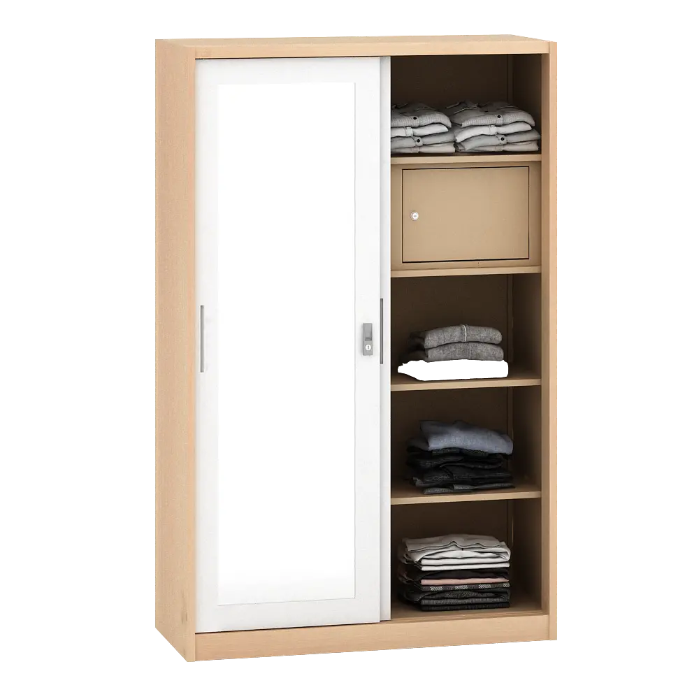 PIRA - ASHTON 120N MWDSL LEMARI PAKAIAN BESI SLIDING / GESER MOTIF KAYU warna LIGHT ASH - WHITE - PIRA - foto 6