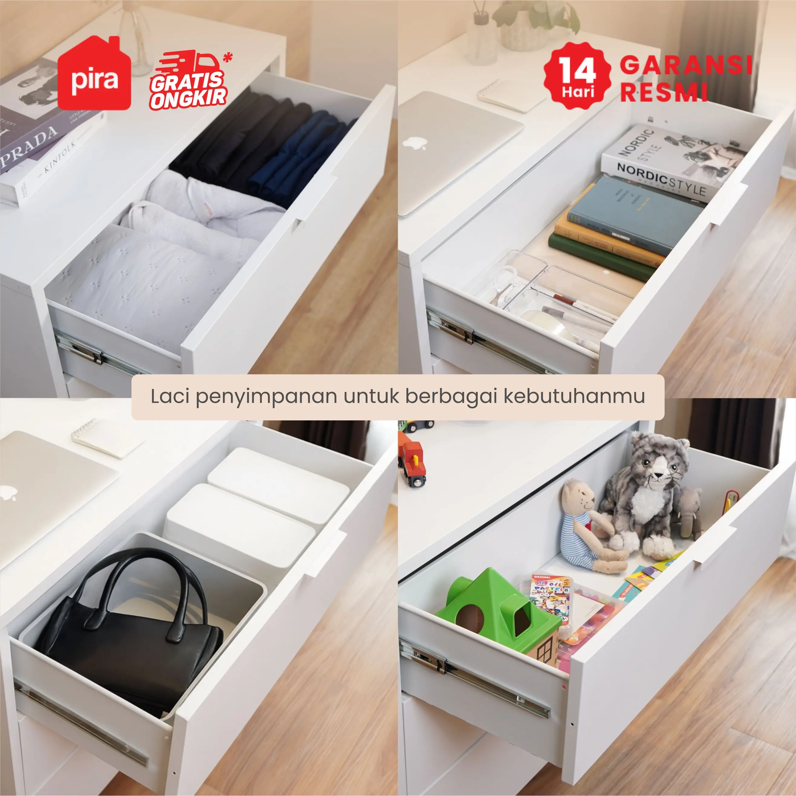 PIRA - ALEX MCH4 LEMARI LACI / LACI BESI / DRAWER BESI warna WHITE - PIRA - foto 3