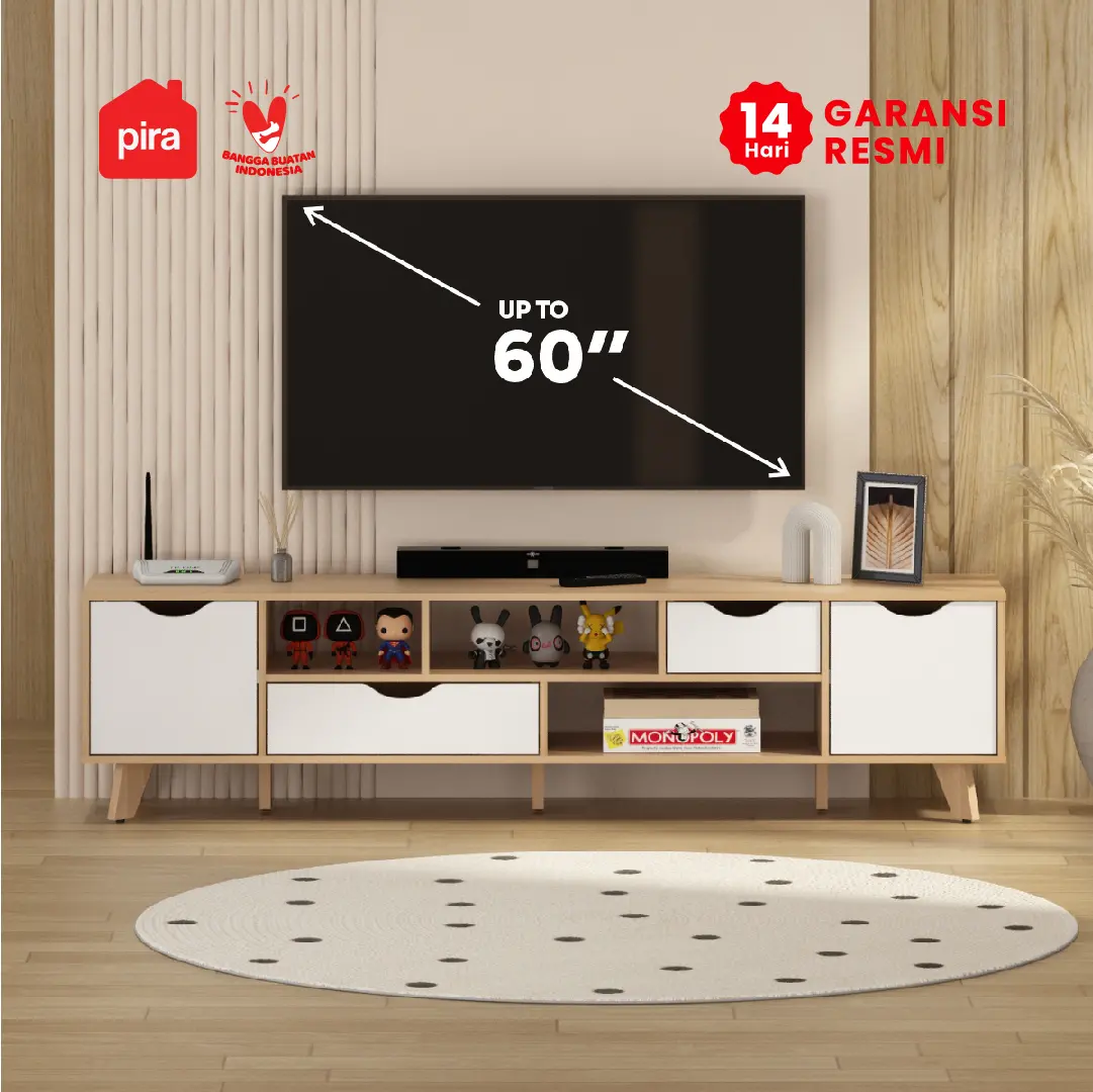 PIRA METROPOLIS - FUJI TV1500 MEJA TV / RAK TV / LEMARI TV warna PRO OAK - WHITE - PIRA METROPOLIS - foto 2