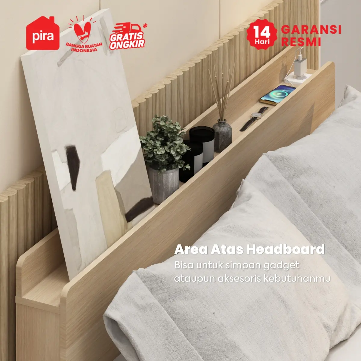PIRA - NIDO HB160 HEADBOARD KASUR / SANDARAN KASUR / DIPAN / DIPAN TEMPAT TIDUR warna PRO OAK - PIRA - foto 6