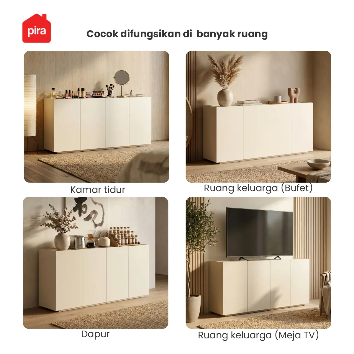 PIRA METROPOLIS OX - ABRAM SB160 BUFET / SIDEBOARD / LEMARI KABINET / KABINET TV / MEJA TV warna LIGHT TAUPE-TRAVERTINE - PIRA METROPOLIS - foto 8