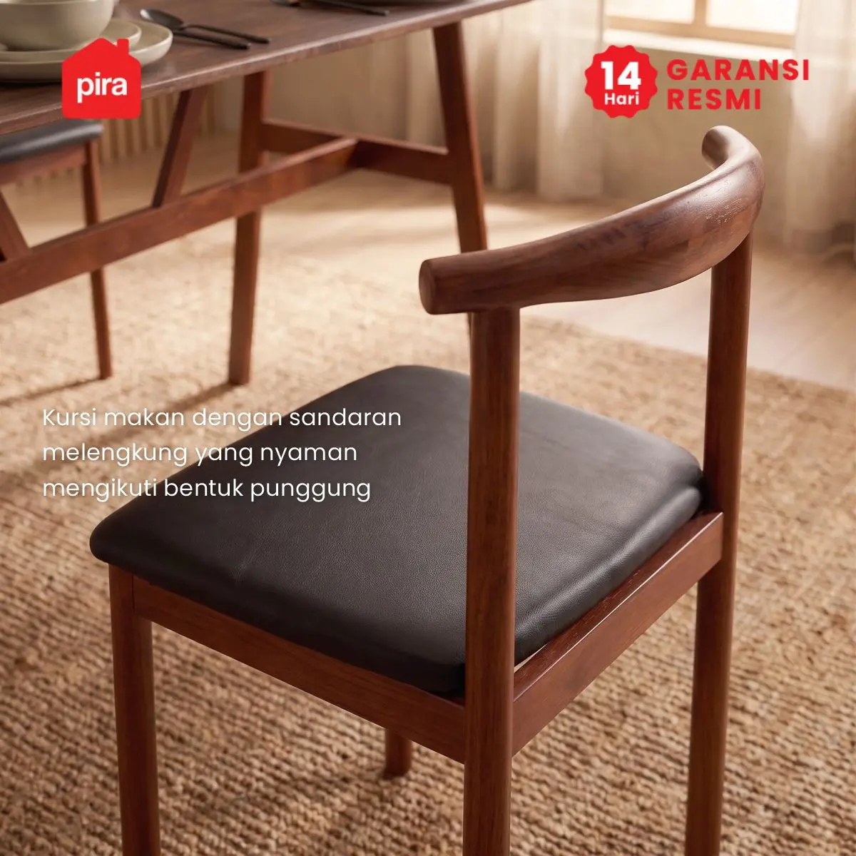 PIRA BAVARIAN - SIV DTS MEJA MAKAN SET DENGAN 4 KURSI warna DARK BROWN - BLACK - PIRA - foto 7
