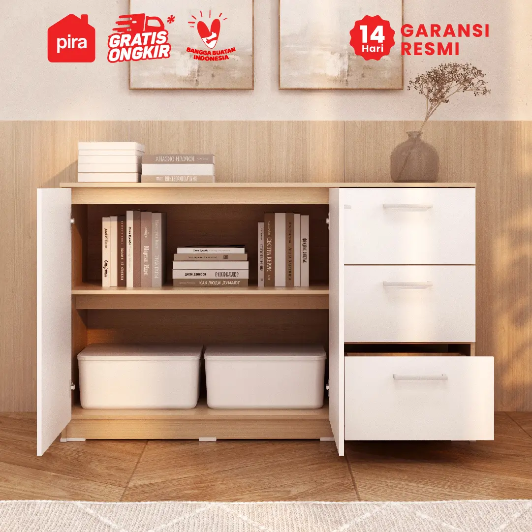 PIRA METROPOLIS OX -  ARUNA SB120 BUFET / RAK DAPUR / KITCHEN SET BAWAH DAPUR / LEMARI DAPUR warna PRO OAK - WHITE - PIRA METROPOLIS OX - foto 3