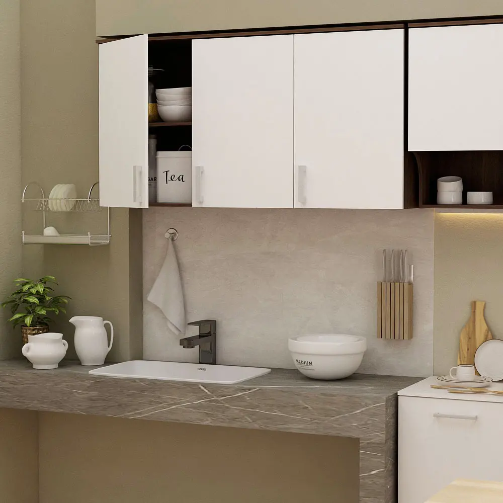PIRA METROPOLIS - ALBA BAZ KC WU120 KABINET GANTUNG DAPUR warna AMERICAN WALNUT - WHITE - METROPOLIS - foto 2