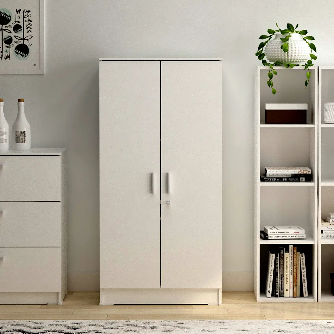 PIRA METROPOLIS - ARUNA BLS60 LEMARI PAKAIAN KECIL 2 PINTU FULL RAK / LEMARI BAJU warna WHITE - PIRA METROPOLIS OX - foto 3