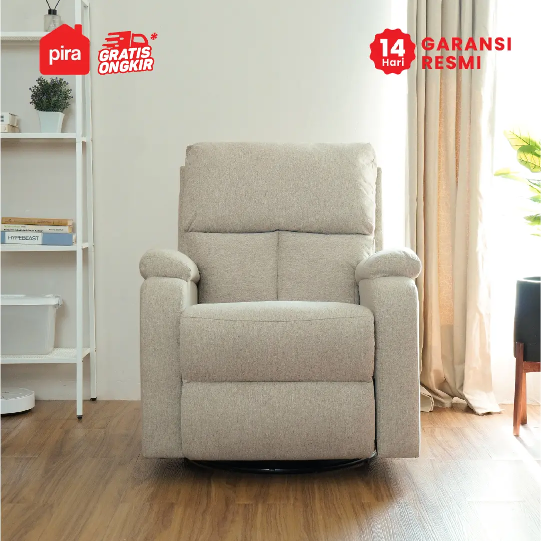 PIRA - GORO 1 RS SOFA / SOFA RECLINER / SOFA RECLINER 1 SEATER DENGAN FITUR ROCKING (AYUN) DAN SWIVEL warna LIGHT BROWN - PIRA - foto 4