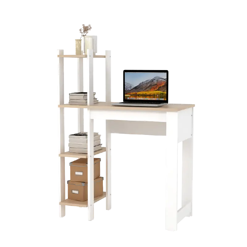PIRA - FELIX DK80 MEJA KERJA / MEJA BELAJAR DENGAN RAK BUKU warna WHITE - PRO OAK - PIRA - foto 9
