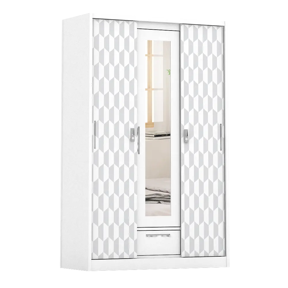 PIRA METROPOLIS -  HEXA 3SSL A MWD LEMARI PAKAIAN BESI 3 PINTU SLIDING / PINTU GESER warna WHITE - GREY - PIRA - foto 2