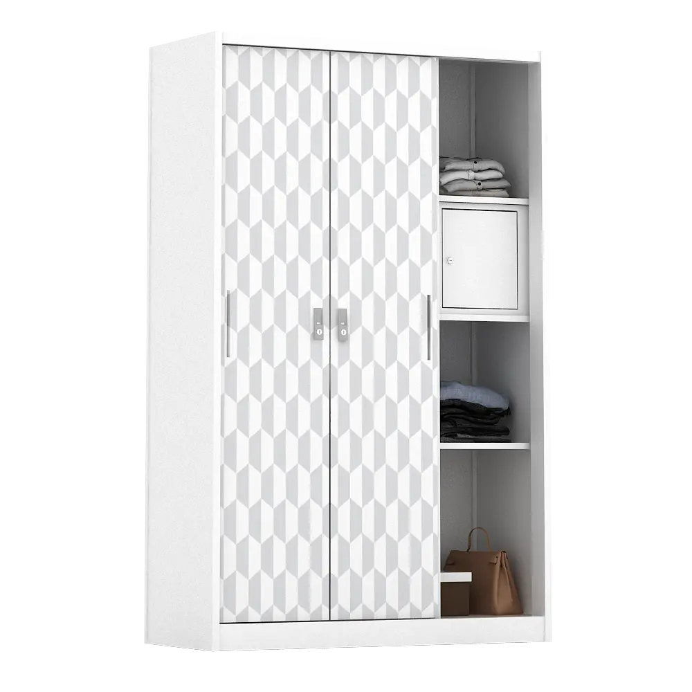 PIRA METROPOLIS -  HEXA 3SSL A MWD LEMARI PAKAIAN BESI 3 PINTU SLIDING / PINTU GESER warna WHITE - GREY - PIRA - foto 5
