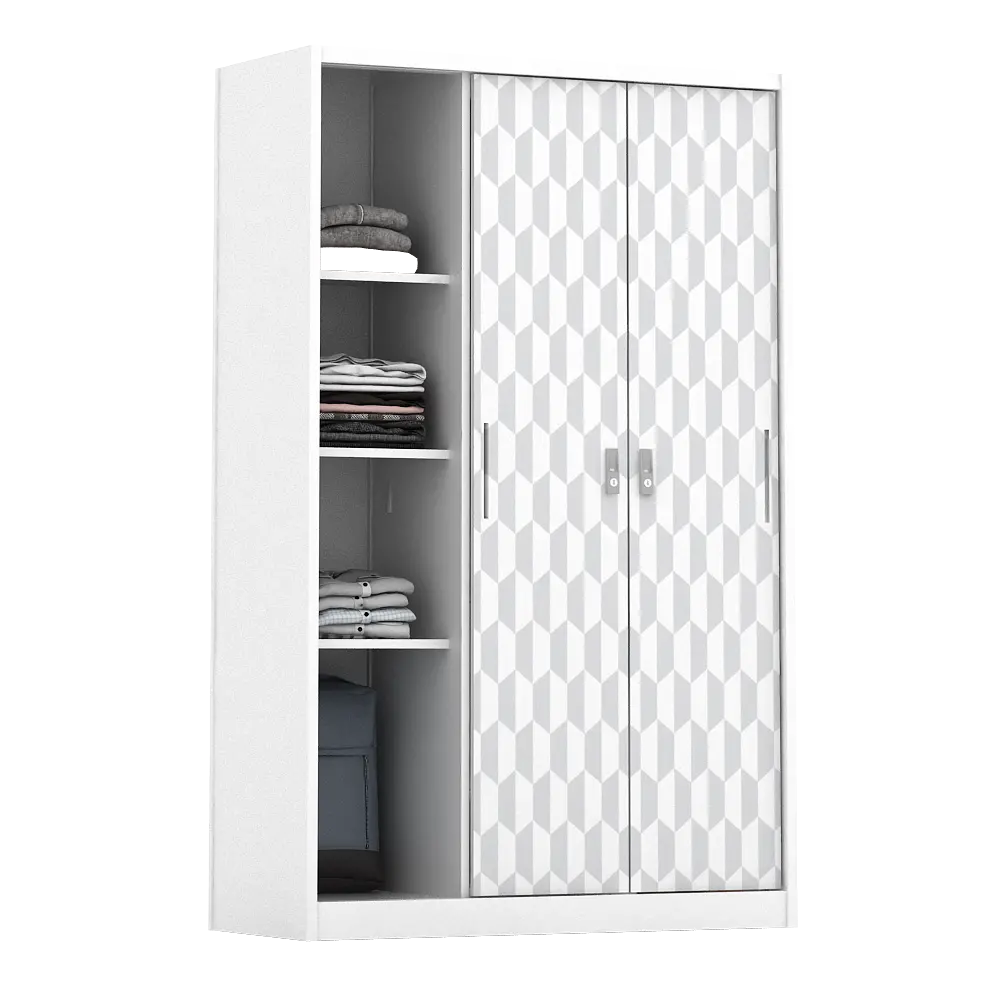 PIRA METROPOLIS -  HEXA 3SSL A MWD LEMARI PAKAIAN BESI 3 PINTU SLIDING / PINTU GESER warna WHITE - GREY - PIRA - foto 6