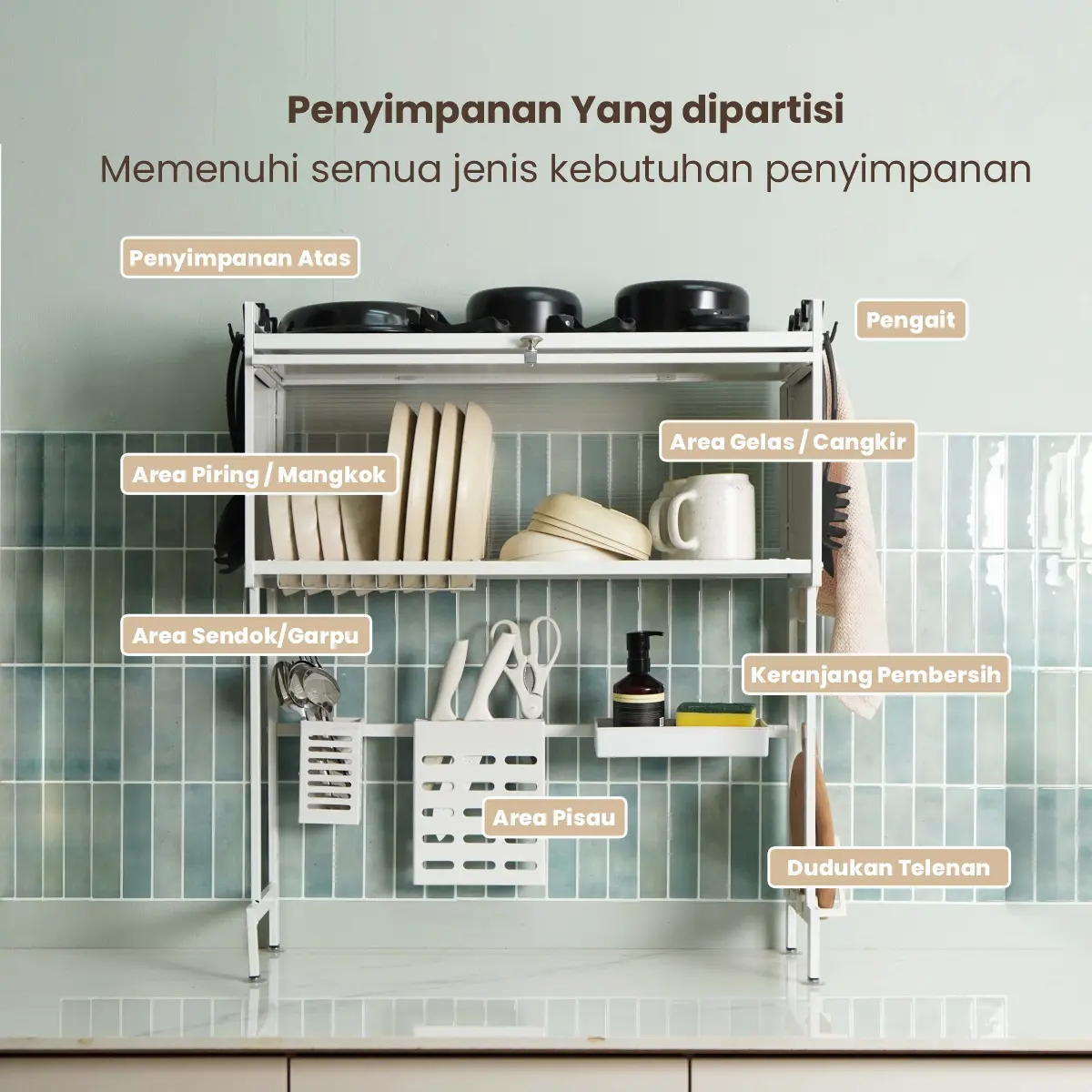 PIRA HOME - DISH MDR65 RAK PIRING / RAK DAPUR / RAK CUCI PIRING / RAK WASTAFEL / RAK PENGERING PIRING warna BLACK - PIRA HOME - foto 3