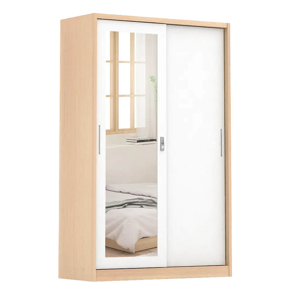 PIRA - ASHTON A 120A MWDSL LEMARI PAKAIAN BESI SLIDING / GESER MOTIF KAYU warna LIGHT ASH - WHITE - PIRA - foto 2