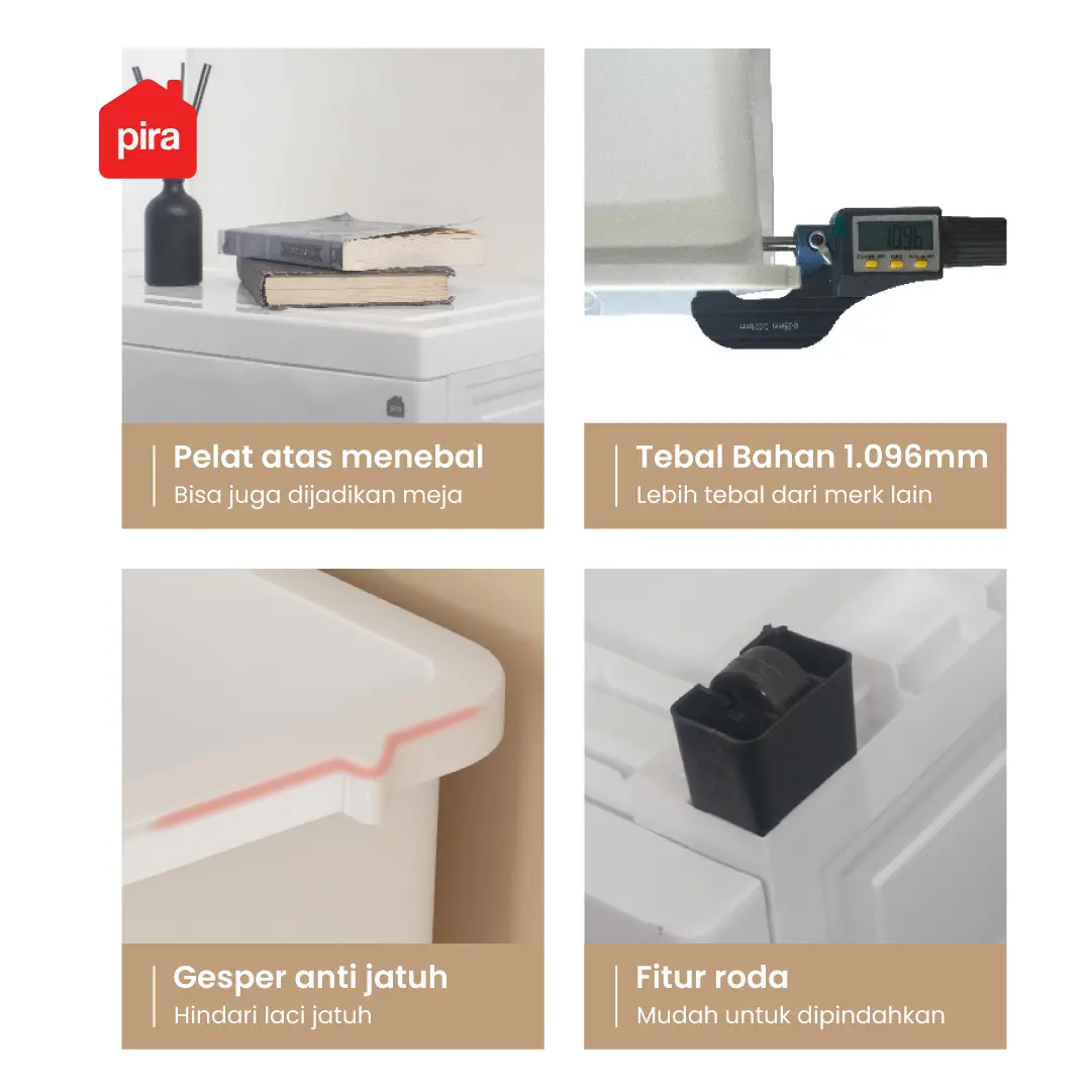 PIRA METROPOLIS - KAO S PCH5 LEMARI PLASTIK SUSUN / LEMARI LACI / RAK SUSUN PLASTIK / LEMARI PLASTIK / DRAWER PLASTIK / RAK SERBAGUNA warna WHITE - PIRA METROPOLIS - foto 2