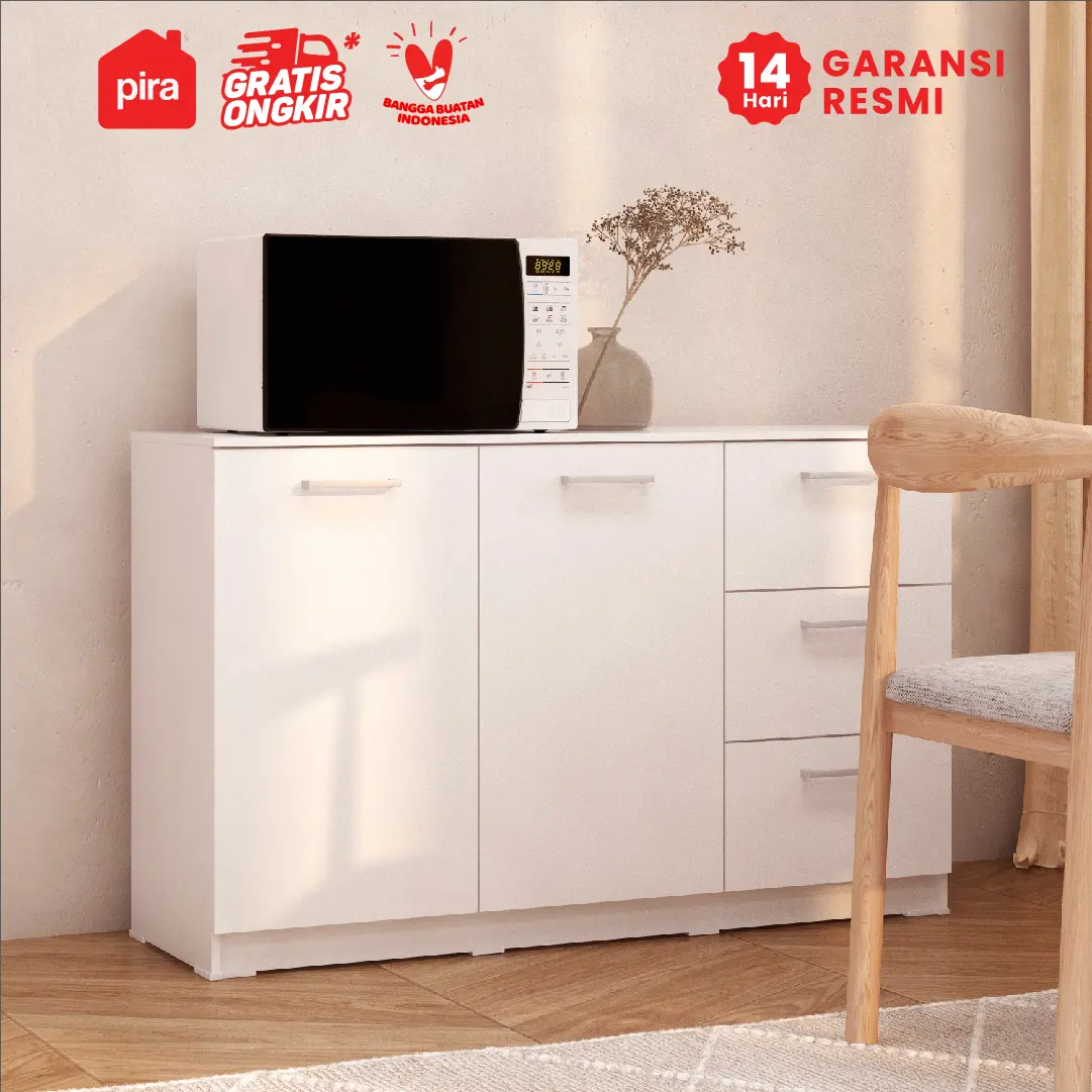 PIRA METROPOLIS OX -  ARUNA SB120 BUFET / RAK DAPUR / KITCHEN SET BAWAH DAPUR / LEMARI DAPUR warna WHITE - PIRA METROPOLIS OX - foto 4