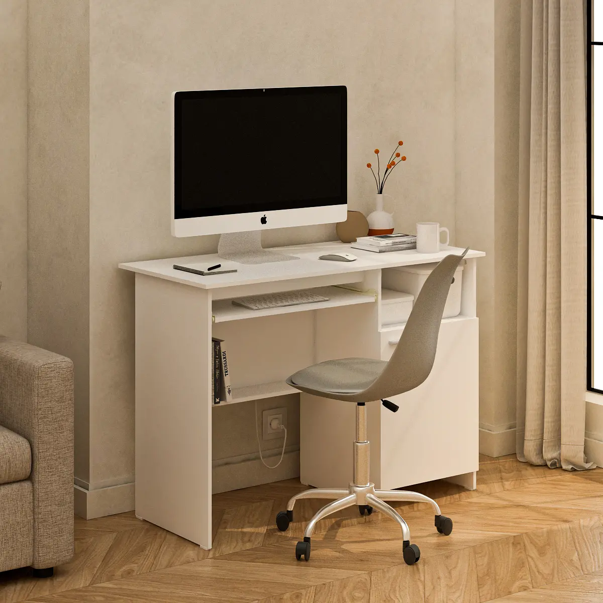 PIRA METROPOLIS - NATHAN DK100 MEJA BELAJAR / MEJA KERJA / MEJA KANTOR warna WHITE - PIRA METROPOLIS - foto 2