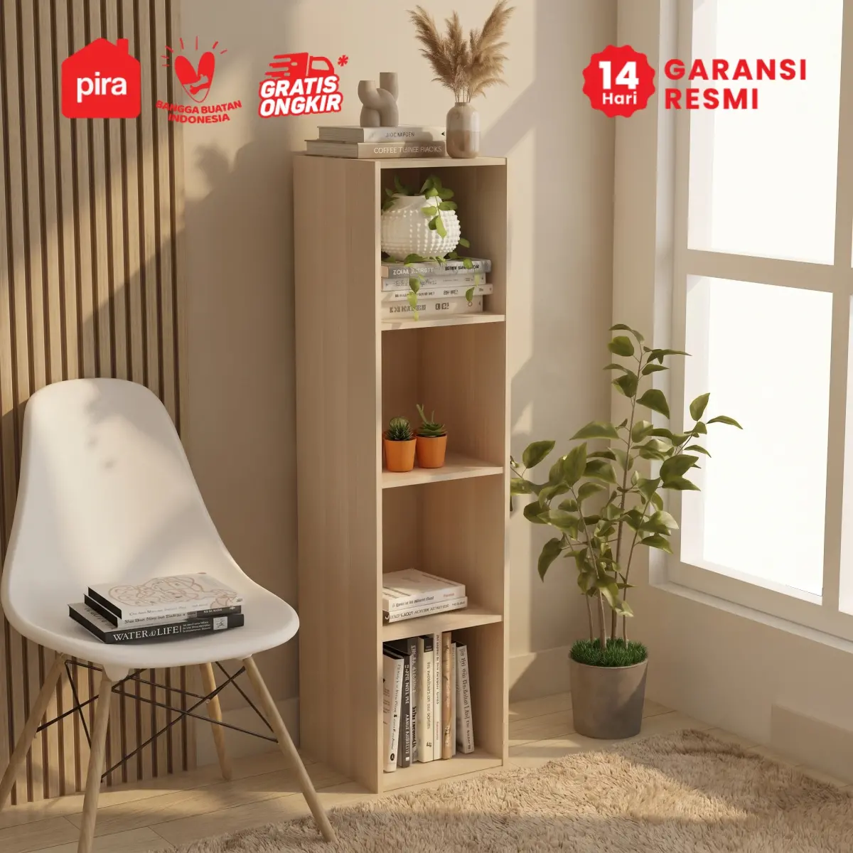 PIRA METROPOLIS -  HAKO SU 4X1 RAK 4 SUSUN / RAK SUSUN SERBAGUNA / RAK BUKU warna PRO OAK - PIRA METROPOLIS - foto 1