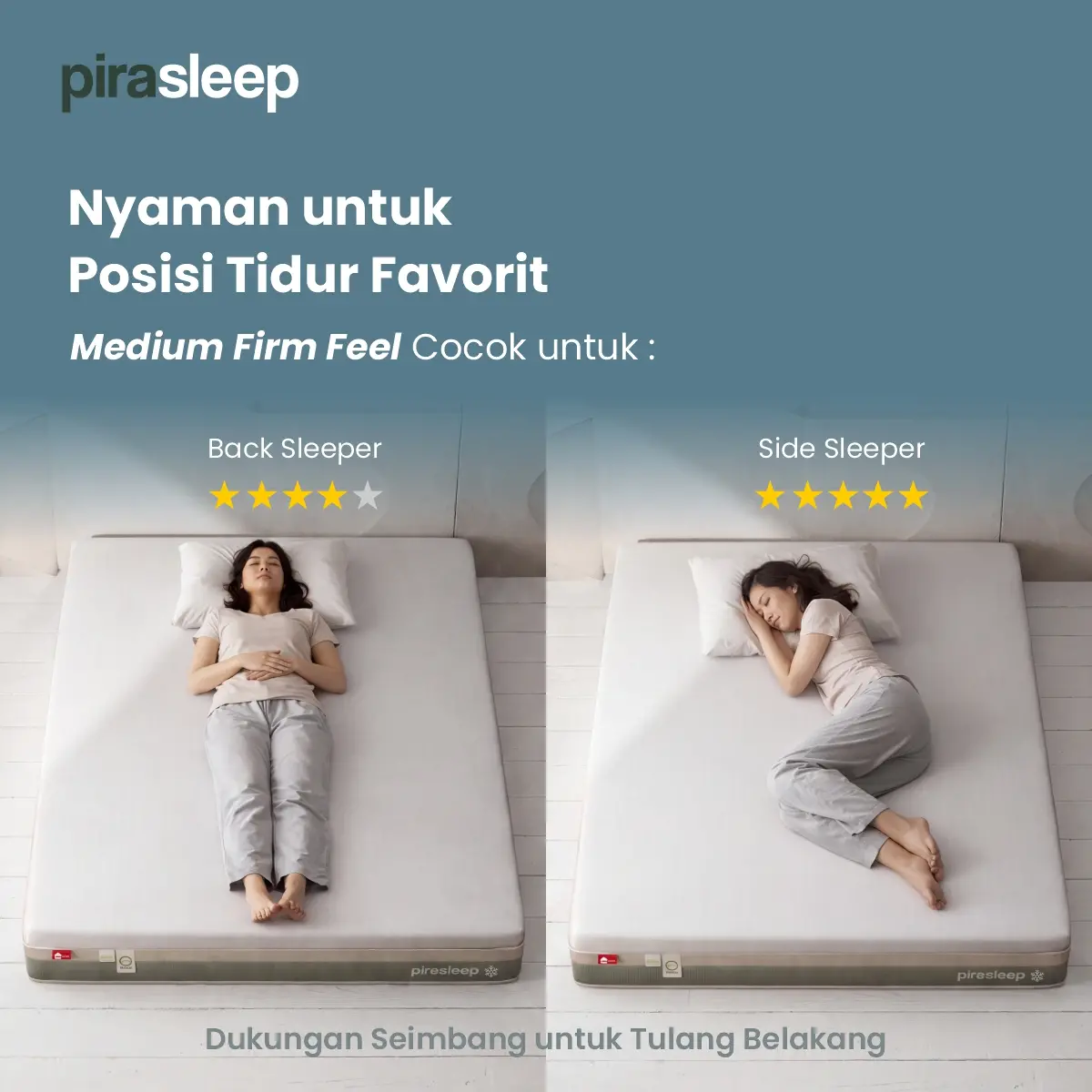PIRA SLEEP 1 MF C200 KASUR SPRING BED ADEM / DINGIN DENGAN COOLING FABRIC | MEDIUM FIRM POCKET SPRING & FOAM ENCASEMENT warna WHITE - CREAM - PIRA SLEEP - foto 4