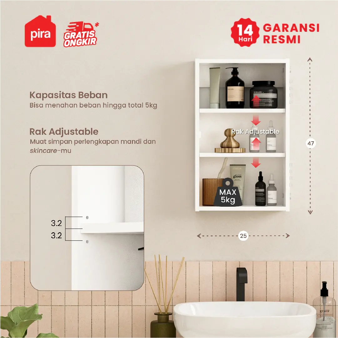 PIRA - EVIER BTC40 OV RAK CERMIN WASTAFEL warna WHITE - PIRA - foto 3