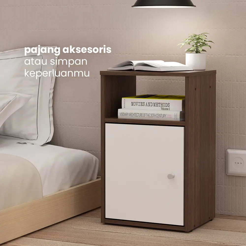 PIRA METROPOLIS - CLARISA NS MEJA SAMPING / NAKAS warna AMERICAN WALNUT - WHITE - PIRA METROPOLIS OX - foto 2
