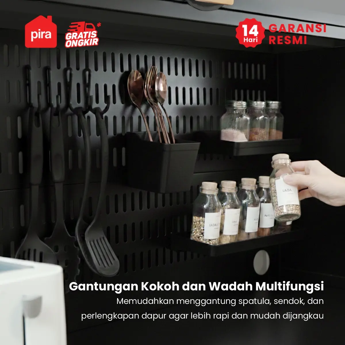 PIRA - ESSEN AVA MKC 80T5 LEMARI DAPUR / RAK DAPUR / RAK OVEN / RAK MICROWAVE / RAK PIRING / RAK DAPUR BESI warna BLACK - PIRA - foto 5