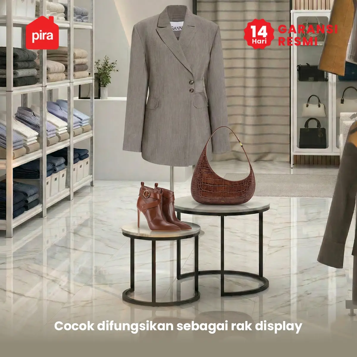 PIRA - ERENA CT70 R MEJA TAMU / MEJA TAMU 2 TINGKAT / MEJA KOPI / MEJA RUANG TAMU / MEJA SAMPING warna MARBLE - BLACK - PIRA - foto 7