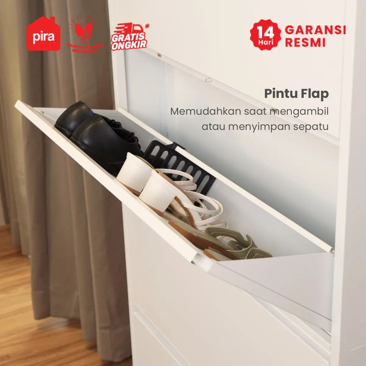 PIRA - GION AVA MSR 80T3 RAK SEPATU BESI / LEMARI SEPATU / RAK SEPATU SUSUN TERTUTUP warna WHITE - PIRA - foto 3