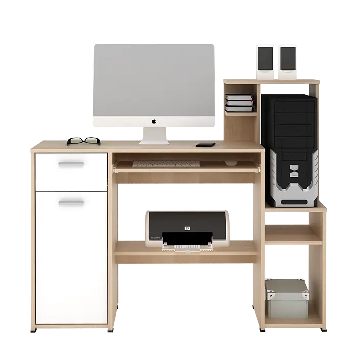 PIRA WORK - MOLA DK MEJA KANTOR / MEJA BELAJAR / MEJA KOMPUTER warna PRO OAK - WHITE SM - PIRA WORK - foto 4