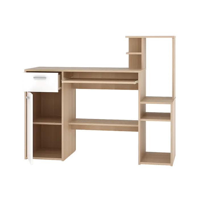 PIRA WORK - MOLA DK MEJA KANTOR / MEJA BELAJAR / MEJA KOMPUTER warna PRO OAK - WHITE SM - PIRA WORK - foto 5
