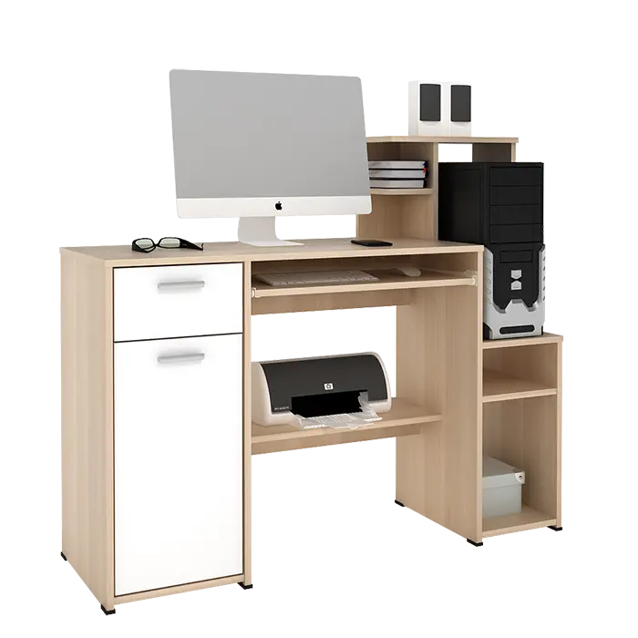 PIRA WORK - MOLA DK MEJA KANTOR / MEJA BELAJAR / MEJA KOMPUTER warna PRO OAK - WHITE SM - PIRA WORK - foto 7