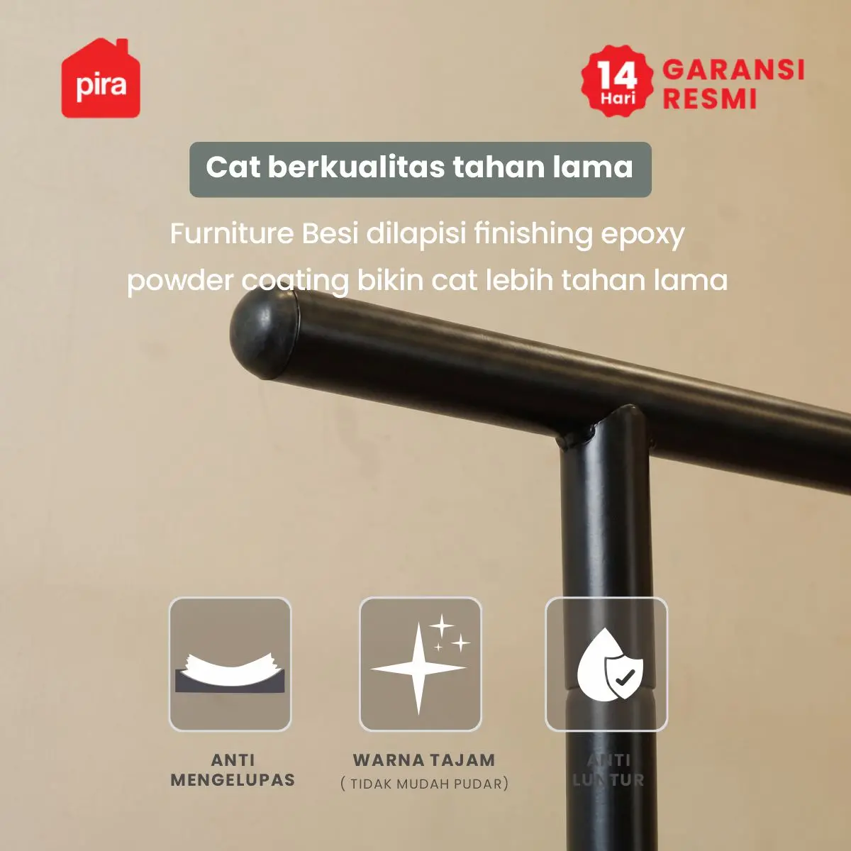 PIRA - ATLA CR 120 RAK GANTUNG BAJU / STAND GANTUNGAN / STAND HANGER / RAK BESI warna BLACK - PIRA - foto 2