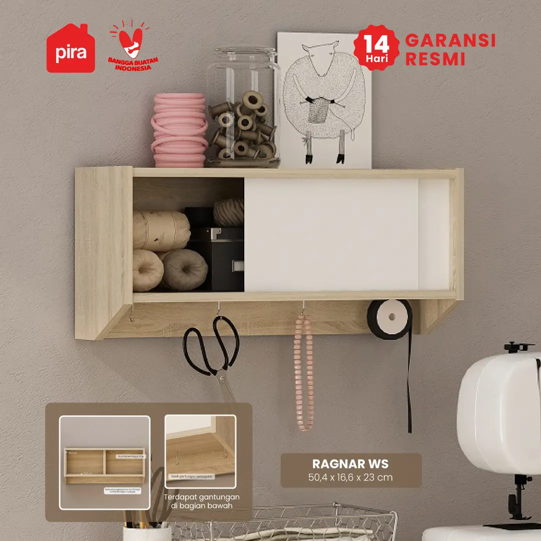 PIRA OX - RAGNAR WS RAK DINDING / RAK AKSESORIS warna PRO OAK - WHITE SM - PIRA OX - foto 1