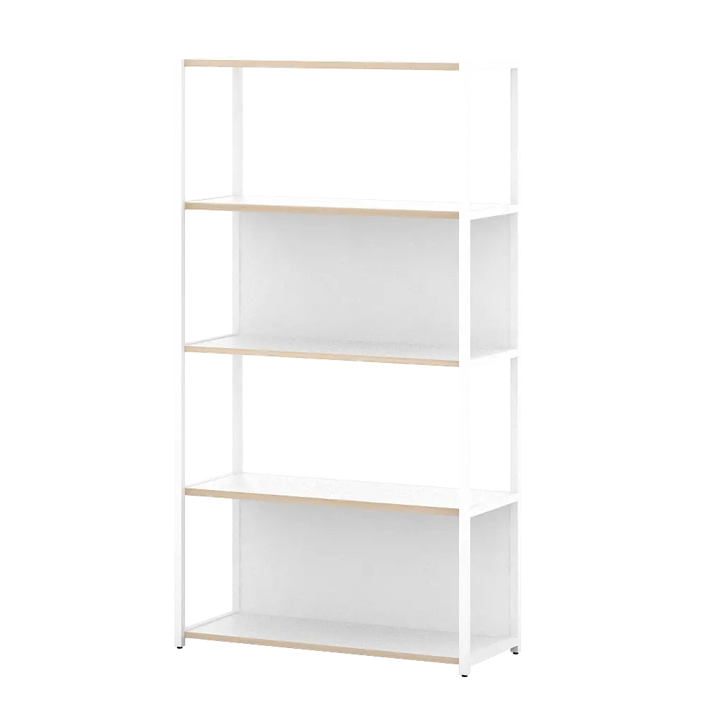 PIRA WORK - OFISU SU80 RAK BUKU BESI / RAK SUSUN BESI warna WHITE SM - PRO OAK - PIRA WORK - foto 5