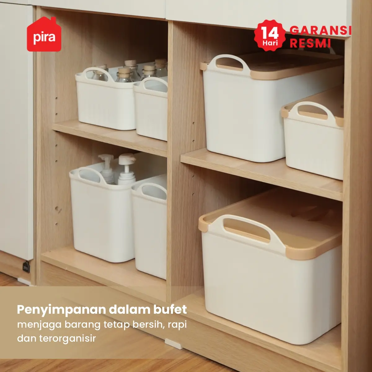 PIRA - MIYA PSB KOTAK PENYIMPANAN / BOX PENYIMPANAN BARANG / BOX PLASTIK / KOTAK PLASTIK / CONTAINER BOX PLASTIK warna WHITE - CREAM - PIRA - foto 8